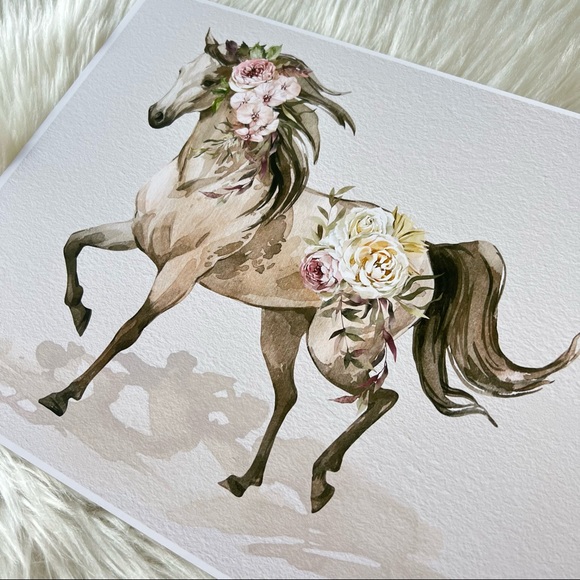 Floral Horse Watercolor Illustration Wall Art Print Poster Unframed - Picture 17 of 17